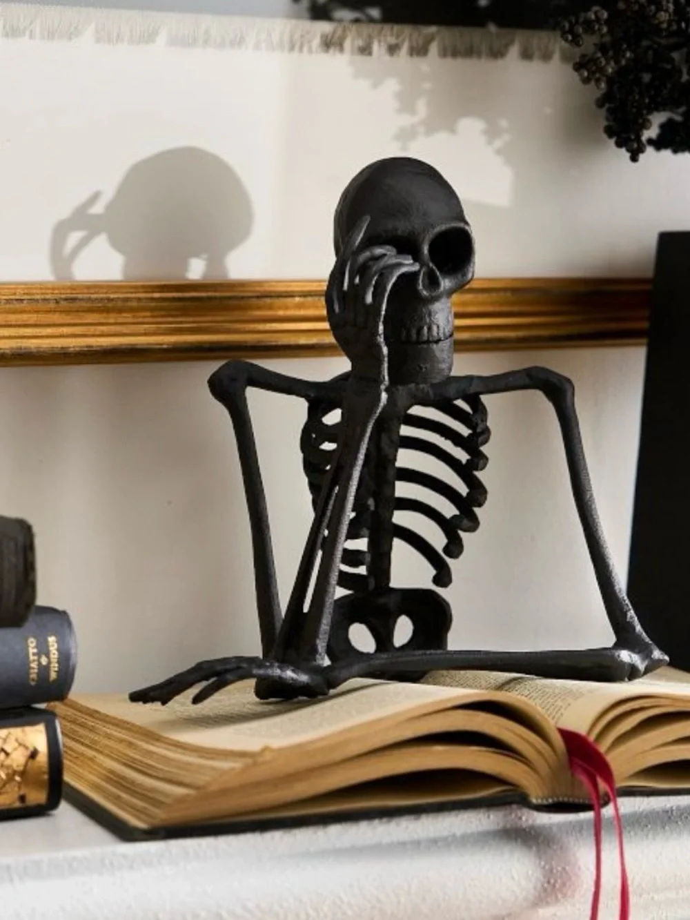 Pottery Barn Spooky Metal Walking Dead Thinking Halloween Skeleton Sold Out New
